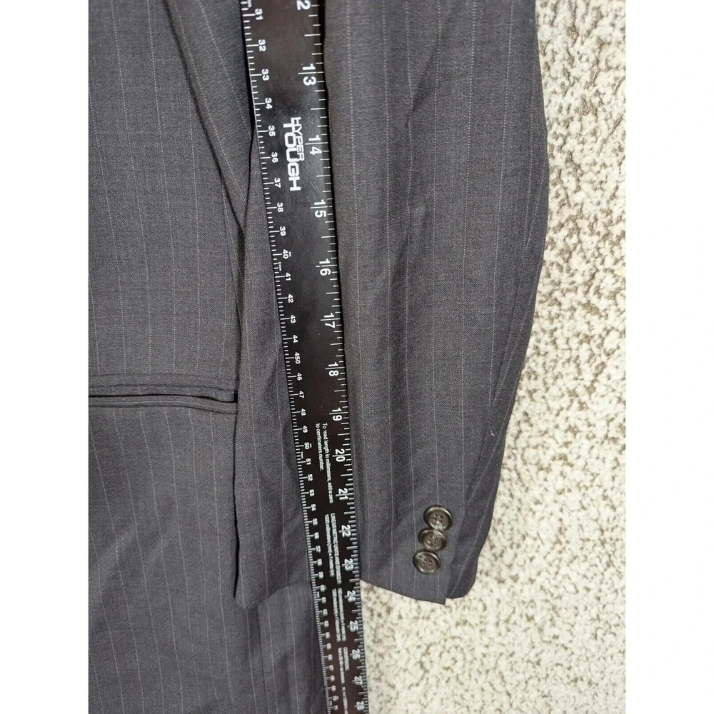 LRL Ralph‎ Lauren Sport Coat Mens 42R Grey Striped 1990s Virgin Wool Blazer Vtg - Picture 5 of 16